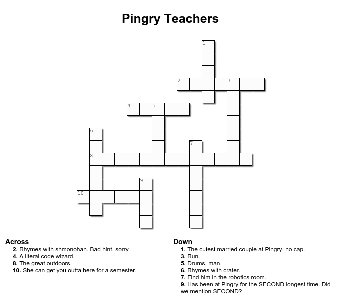 Pingry Teachers Crossword