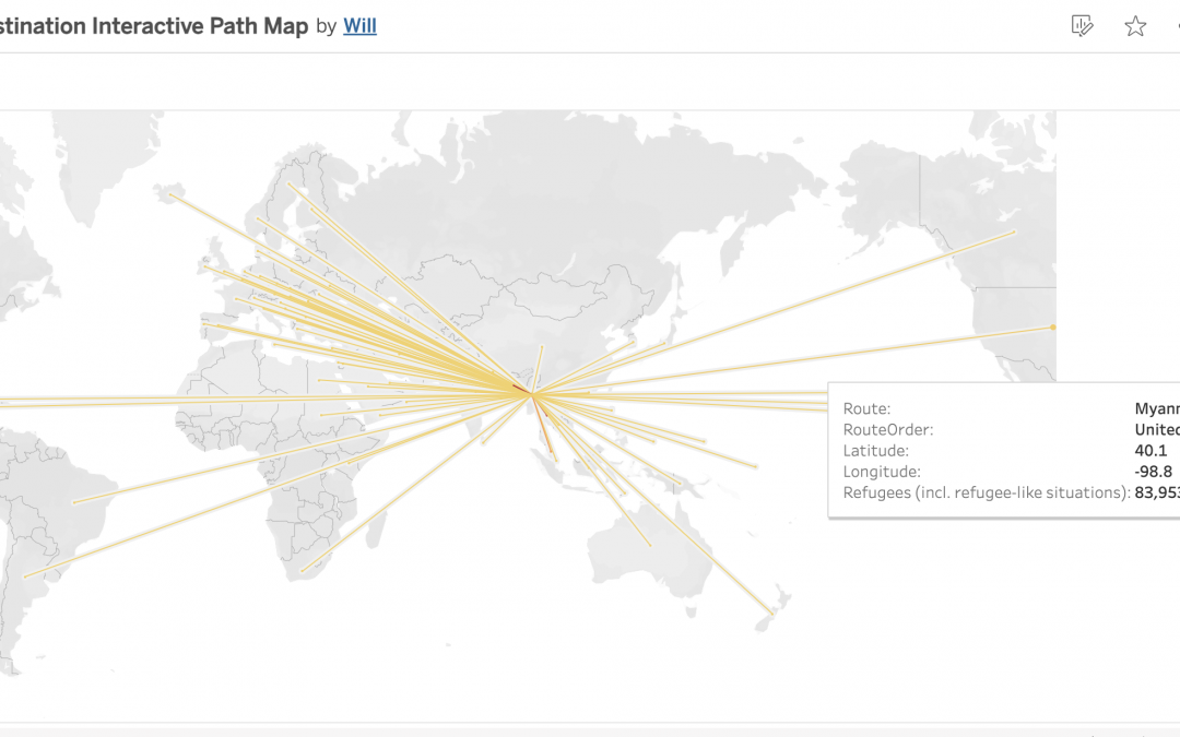 Refugee Origin Destination Interactive Path Map by Will